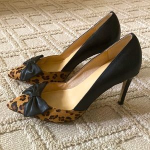 Kate Spade leopard print pumps with bow